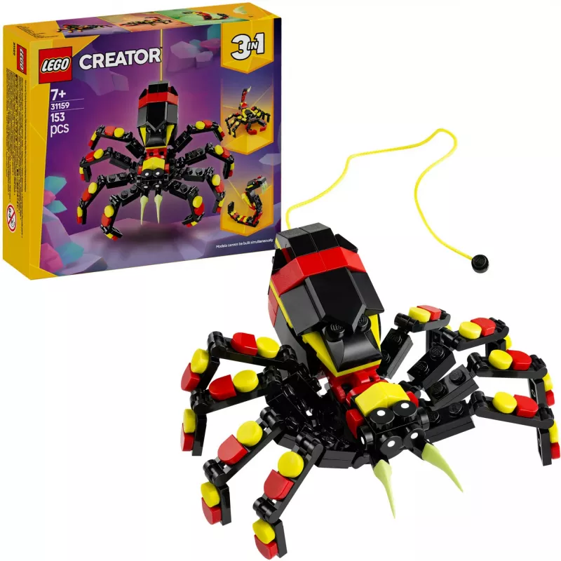 LEGO Creator 3 en 1 modelo de araña construible 31159 — 153 piezas, edad 7+, 110×150×50 mm