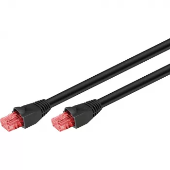 Goobay cable de parcheo CAT 6 para exterior, U/UTP, negro, 75 m - material de cobre, funda exterior de PE (55439)