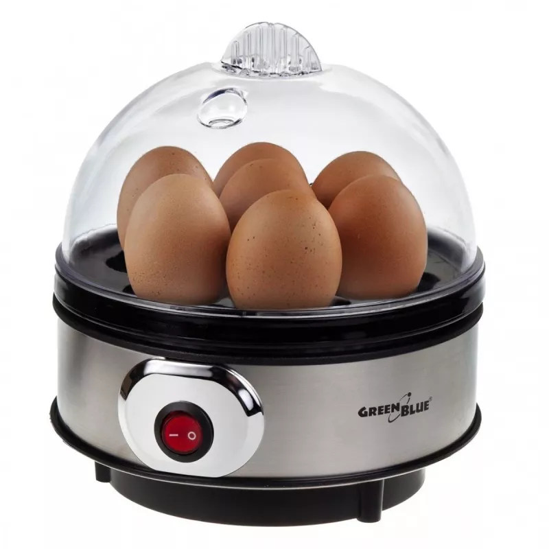 Huevera GreenBlue GB572 vaporera eléctrica de huevos 400 W, capacidad 7 huevos, plateado, dureza ajustable