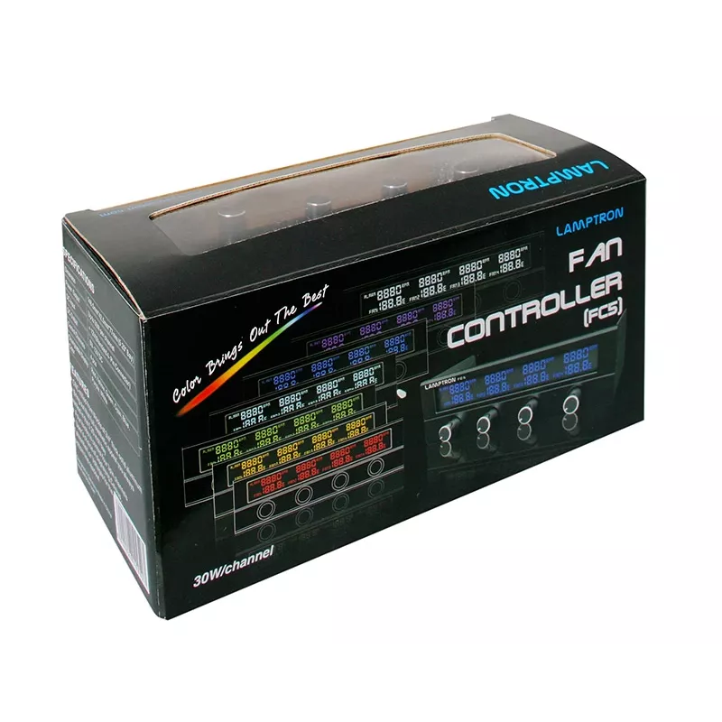Controlador de ventiladores de 5,25 pulgadas Lamptron FC5 V2 negro — control PWM múltiple/manual de ventiladores, montaje en panel frontal
