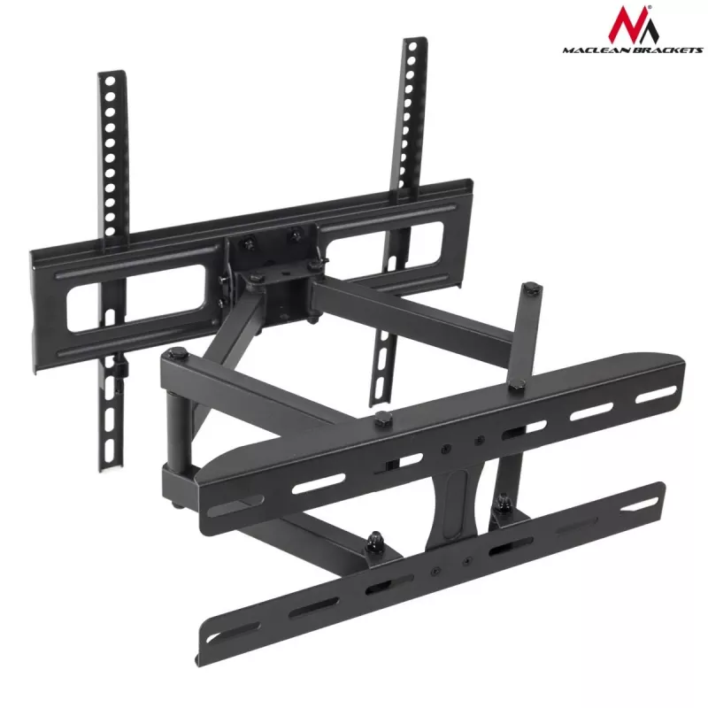 Maclean MC-760 soporte de pared para TV de 26–55 pulgadas, VESA 100×100–400×400, máx. 30 kg, inclinación ±15°, distancia a la pared 7–46 cm, metal, negro