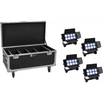 Set de proyector EUROLITE Multiflood 20000999 con 4 baterías recargables, 8×10W LEDs RGBW, protección IP
