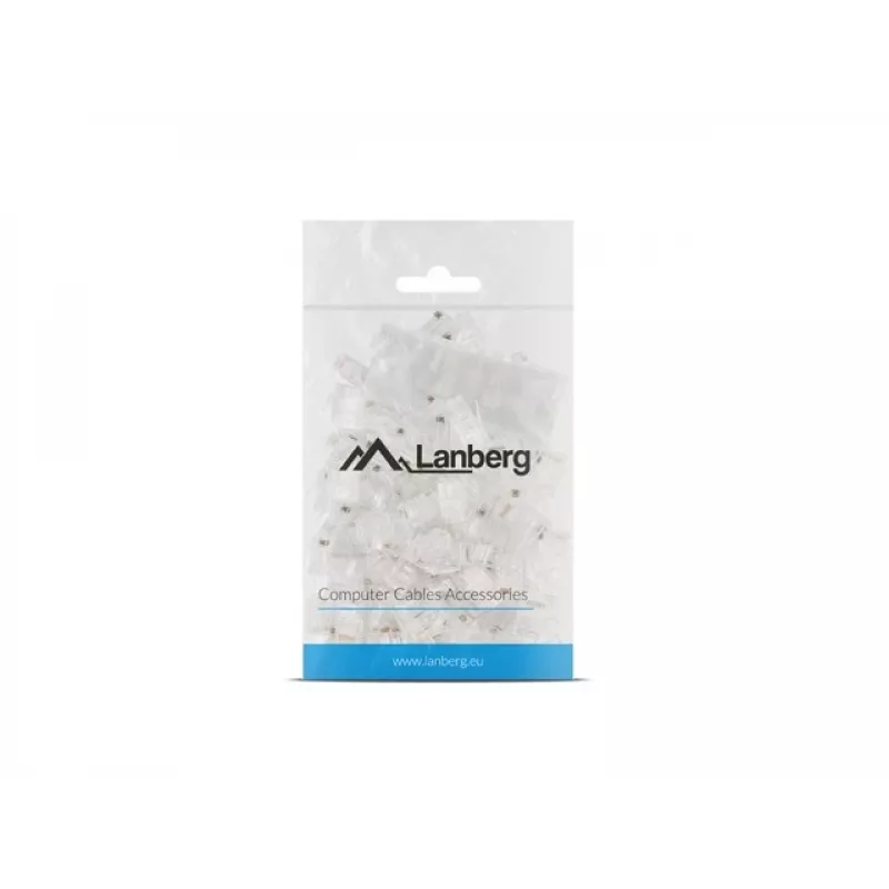 Conector macho RJ-45 LANBERG PLU-6000 para cable Cat6 U/UTP, transparente/blanco, pack de 100