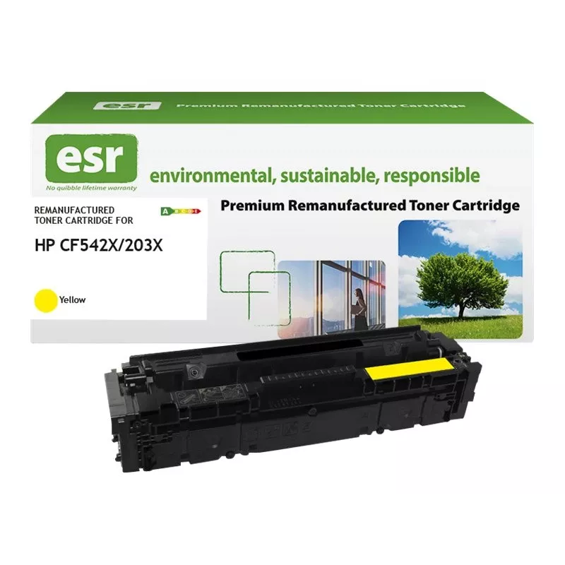 Cartucho de tóner ESR compatible con HP CF542X amarillo alta capacidad remanufacturado 2.500 páginas