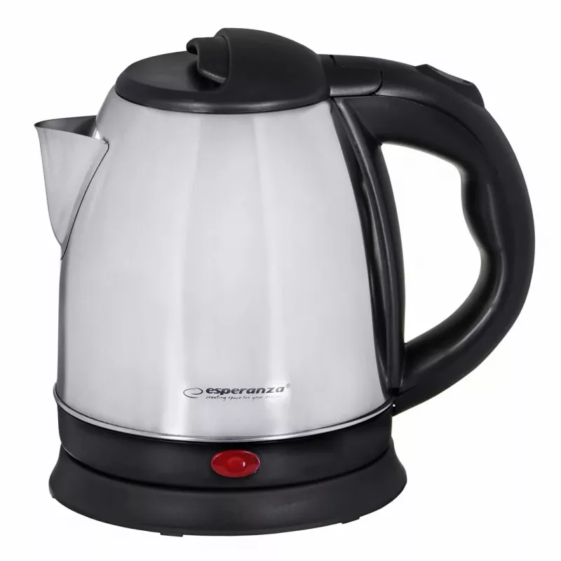 Hervidor de agua ESPERANZA 1,0 L acero inoxidable y plástico, 1350 W, inalámbrico, apagado automático