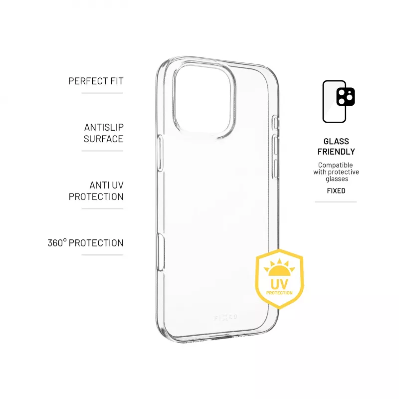 Cubierta trasera FIXED AntiUV para Apple iPhone 16 Pro Max, TPU transparente