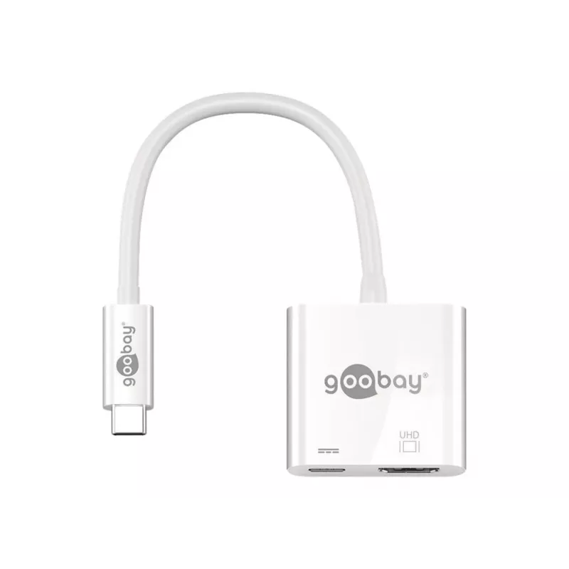 Adaptador multipuerto Goobay USB-C™ HDMI, blanco, 0,145 m - amplía un dispositivo USB-C™ con un puerto HDMI™ (62110)
