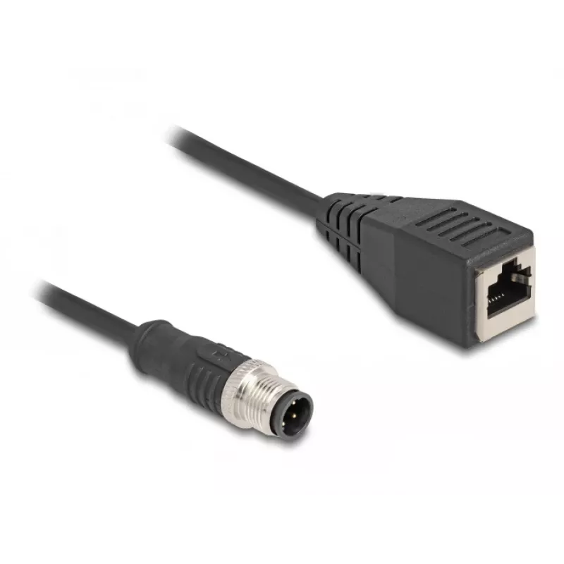 Cable adaptador DeLOCK M12 codificación D de 4 pines conector macho a RJ45 conector hembra 50 cm