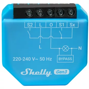 Controlador de iluminación WLAN Shelly Shelly_1L_Gen3 — módulo de 1 canal sin neutro, 220–240 V, WLAN/Bluetooth, 802.11 b/g/n