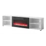 Mueble RTV POLO 200x33x50.5 blanco + chimenea negra