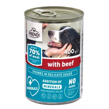 Comida húmeda para perros Frendi 400 g — ternera en salsa, alimento completo para perros adultos