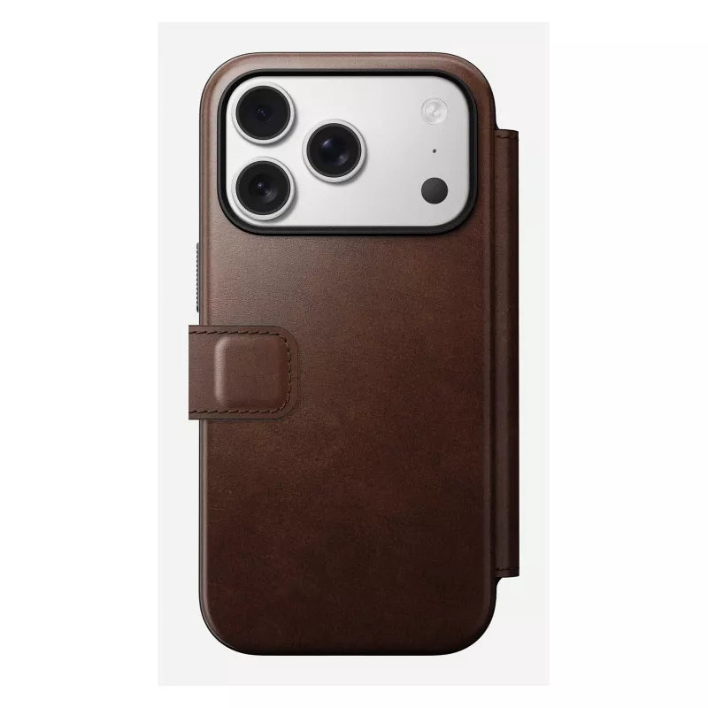 Funda para móvil Nomad Modern Leather Folio para iPhone 17 Pro, cuero/aluminio, 16 cm (6,3