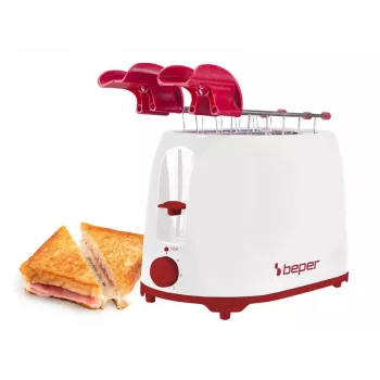 Tostadora Beper P101TOS100 2 rebanadas diseño compacto, carcasa de acero inoxidable, tostado regulable