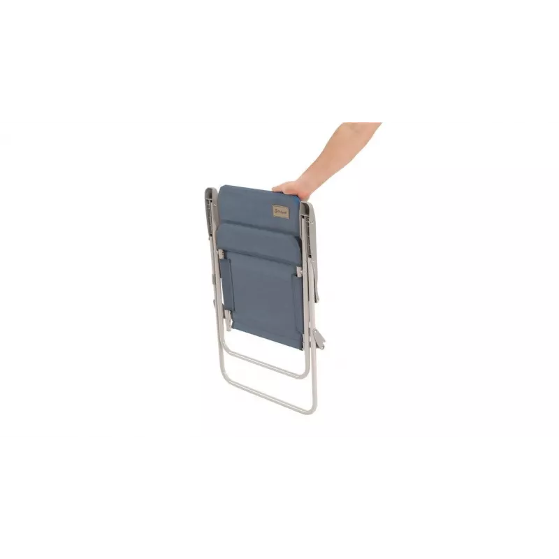 Silla de camping Outwell Blackpool Ocean Blue — silla plegable de 2 patas, carga máx. 120 kg, 3,3 kg, 55 cm de ancho