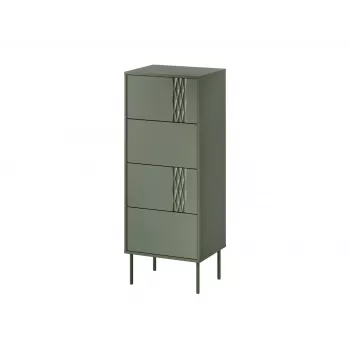Cómoda Cama Meble Cama 4S TRESSE 50x40x125 cm, verde mate, 4 cajones, aglomerado