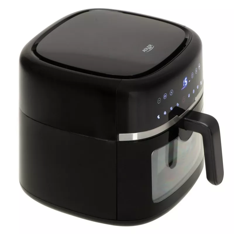 Adler AD 6318 freidora de aire, 8 l, 2500 W, pantalla LCD, 9 programas, negra