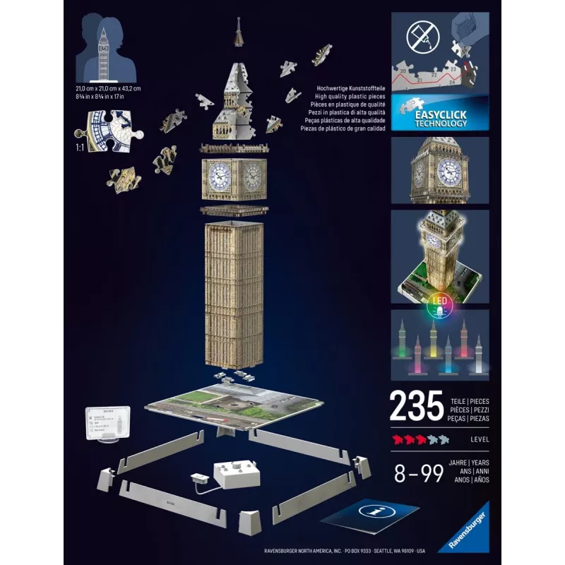 Puzle 3D Big Ben Clock Tower Londres