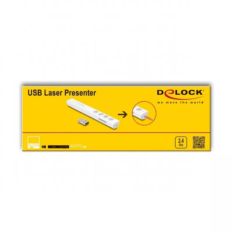 DeLOCK presentador láser USB blanco inalámbrico con receptor USB RF Nano