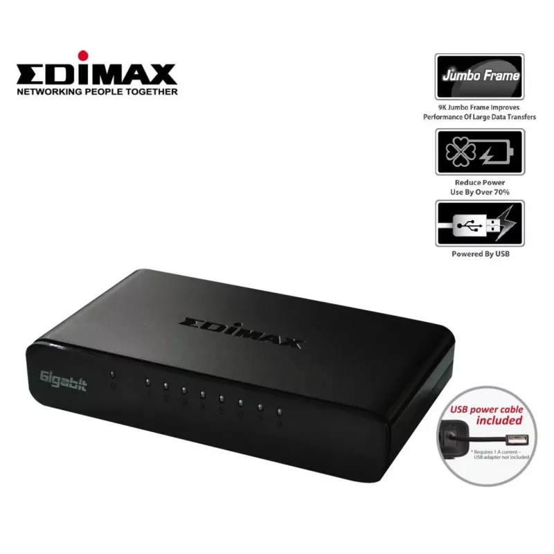 Edimax ES-5800G V3 Switch de red No gestionado Gigabit Ethernet (10/100/1000) Negro