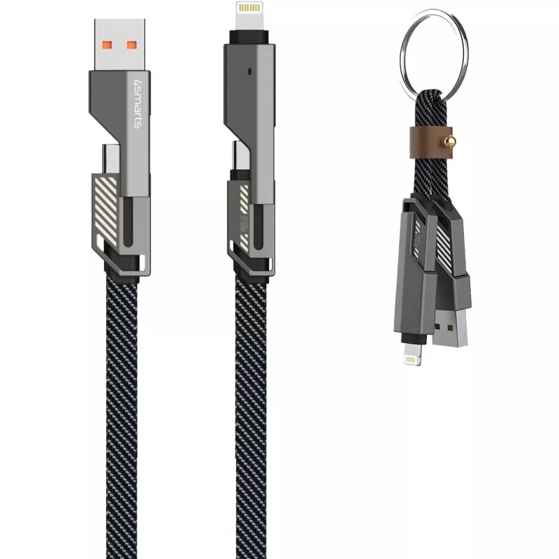 Cable USB-C 4smarts ComboCord Flat 240W+ llavero - cable - digital/datos