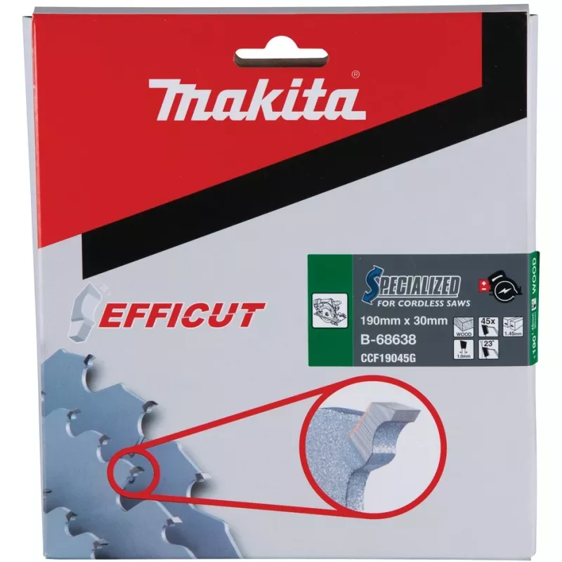 Makita Efficut - hoja de sierra circular - para madera, metal - 190 mm - 45 dientes (B-68638)