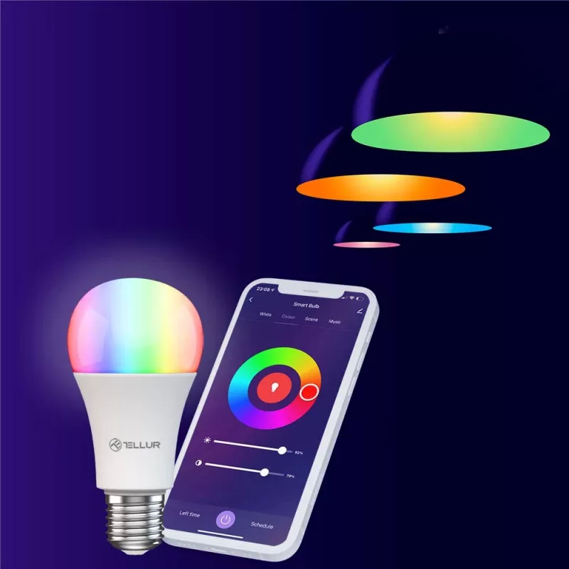 Lámpara Smart WiFi Tellur TLL331341 9W RGB regulable — LED RGB Wi‑Fi 9W, regulable