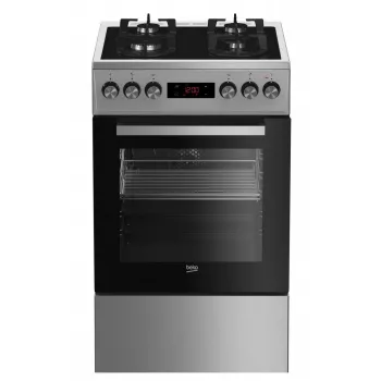 Cocina independiente gas-eléctrica BEKO FSMT55330DXDS, 5 fuegos, 60 cm, acero inoxidable, horno 60 L, clase energética A
