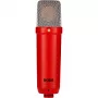 Micrófono de condensador de estudio RØDE NT1 Signature Red — cardioide, 20–20000 Hz, sensibilidad -32 dB, XLR (3 pines), 313 g