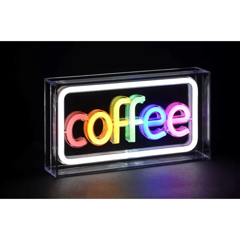 Letrero luminoso LED de neón ActiveJet AJE-NEON COFFEE, multicolor, USB 5V, montaje en superficie, marco de plástico AS