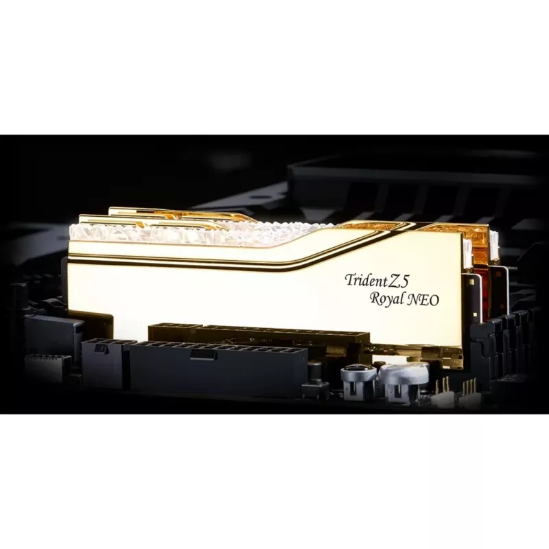 DIMM 32 GB DDR5-6400 (2x 16 GB) Dual-Kit, memoria dorada, F5-6400J3039G16GX2-TR5NG, Trident Z5 Royal Neo, AMD EXPO