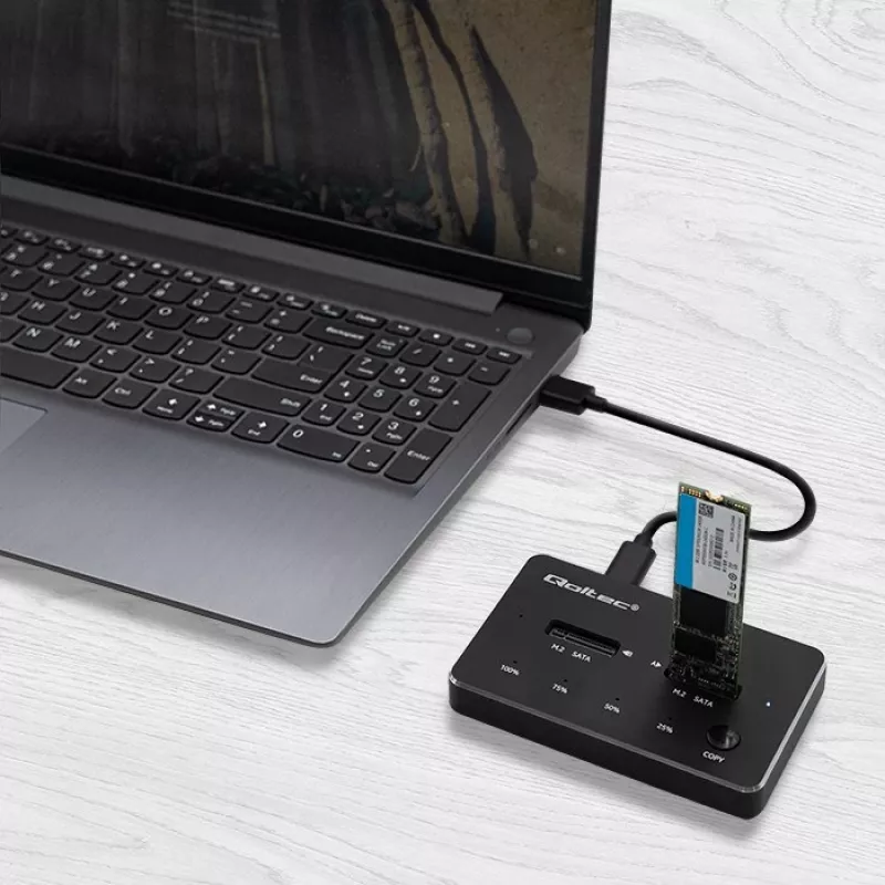 Qoltec 50310 Base de acoplamiento 2x SSD M.2 SATA NGFF USB Type-C