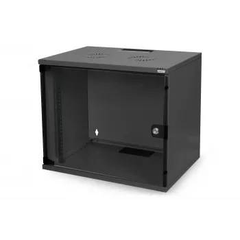 7HE Armario de montaje en pared sin montar 370X540X400 puerta de cristal negro