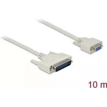 Cable serie DELOCK 86877 — D-Sub 25 polos a D-Sub 9 polos, 10 m, beige