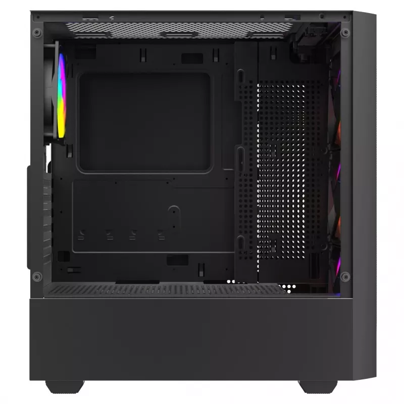 Caja de PC SAVIO Noctis Flow RGB — Cube, ATX/Mini-ITX, 3 ventiladores frontales de 120 mm, ventana lateral de cristal templado, GPU máx. 35 cm