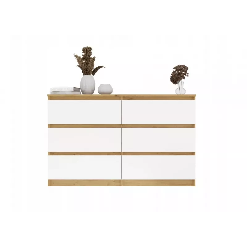 Cómoda 6 cajones 120 cm Top E Shop Malwa — Artisan Oak / blanco, aglomerado