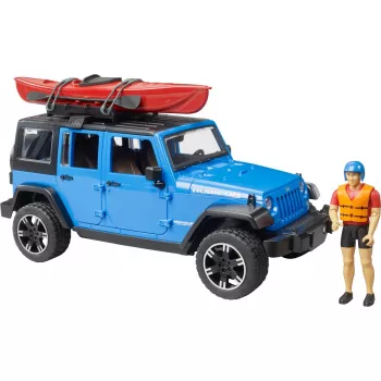 Vehículo de juguete BRUDER Jeep Wrangler Rubicon Unlimited con kayak y figura BR-02529