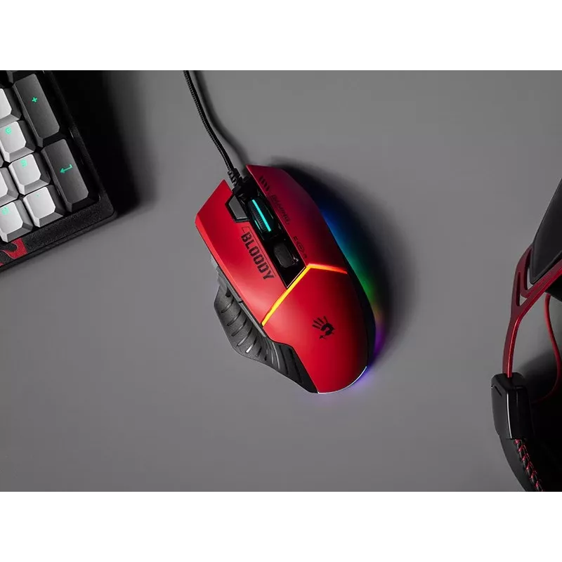 Ratón gaming A4Tech Bloody W95Max – diestro, con cable USB, 12000 DPI, 1 ms, 250 ips, 50 M de clics, 146 g