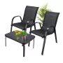 Conjunto de jardín Extralink Black Forest, textileno dos sillas + mesa negra