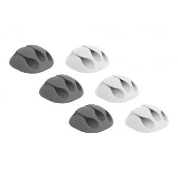 DeLOCK con 3 pasacables - set de sujetacables - montaje en mesa, montaje en superficie, apto para montaje en pared - gris, blanco (18297)