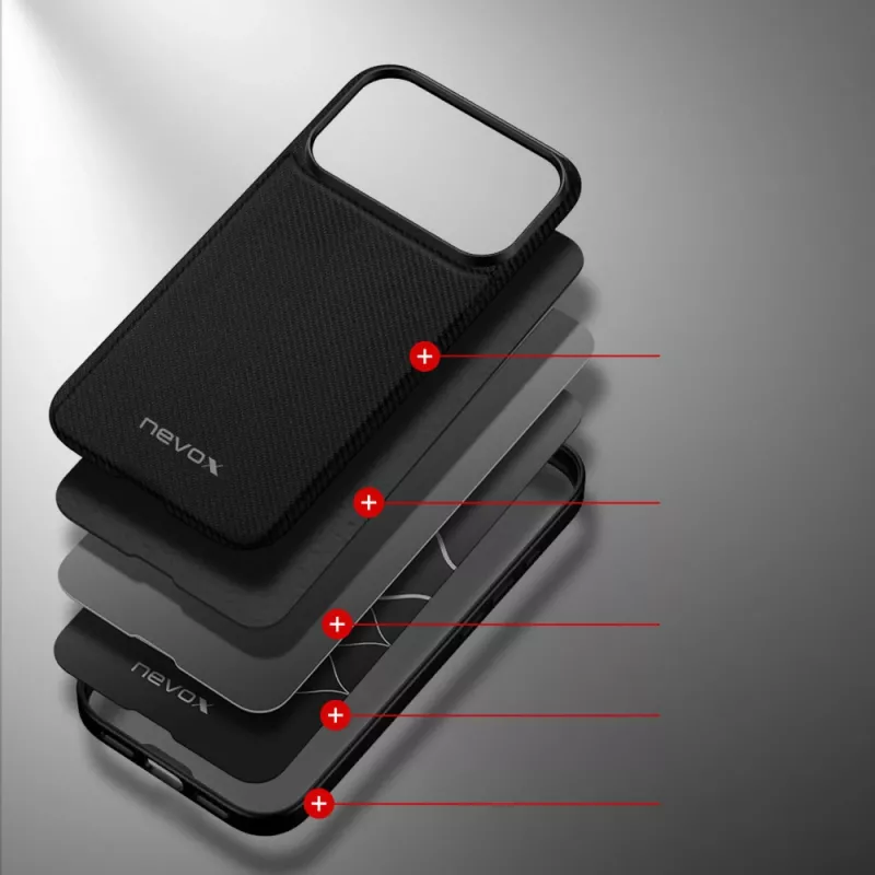 Nevox StyleShell NYLO 2528 Funda para iPhone 17 Pro, negro