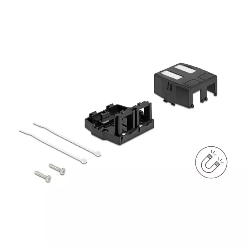 Delock 85842 Carcasa Keystone vacía, 2 puertos, con base magnética, negro