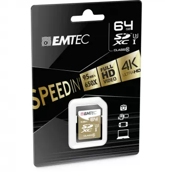EMTEC Speedin - Tarjeta de memoria flash - 64 GB - UHS Class 3 / Class10 - SDXC UHS-I (ECMSD64GXC10SP)