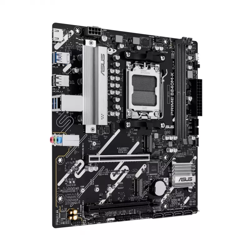 Placa base ASUS PRIME B840M-K — AMD B840, socket AM5, micro ATX, DDR5, 2 DIMM, 128 GB, 2.5 GbE, M.2, SATA III