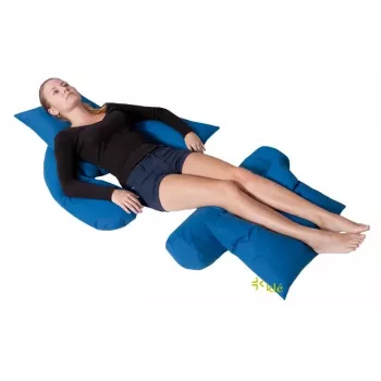 Cojín de posicionamiento en forma de media luna para cama de fibra de silicona azul
