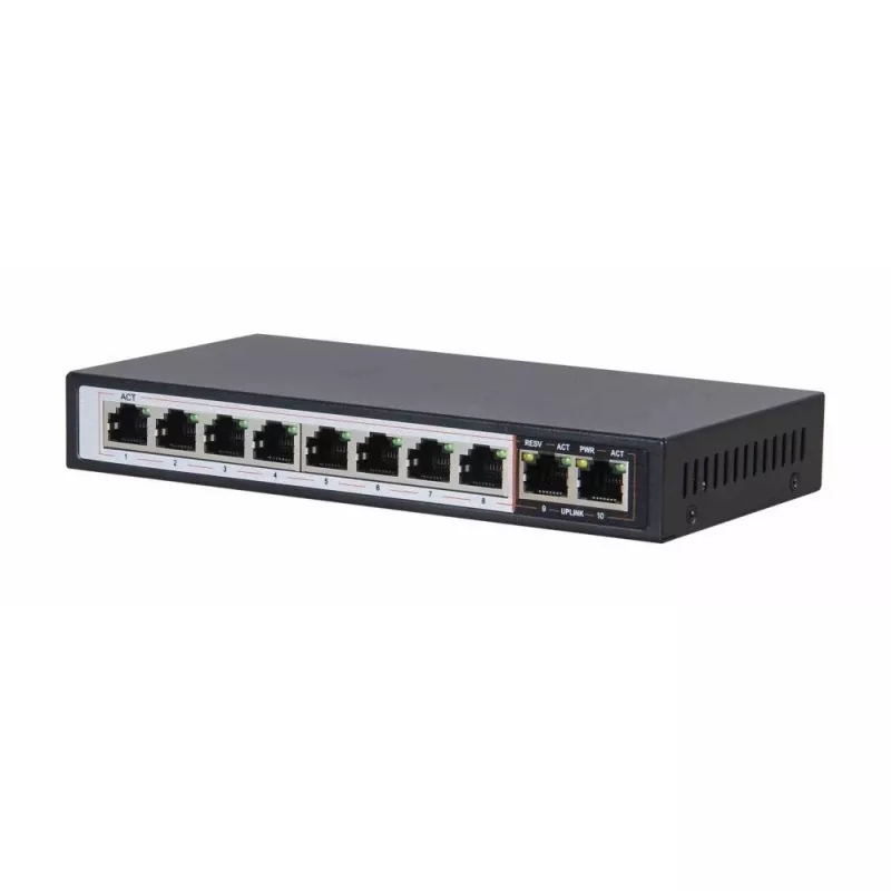 Switch PoE Extralink CERES 8x 100Mb/s PoE/PoE+, 2x uplink RJ45 100Mb/s, 96W