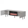 Mueble TV cama meble LUCCA 180x40x59 cm, superficie cashmere, chimenea negra