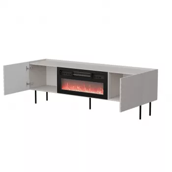 Mueble TV cama meble LUCCA 180x40x59 cm, superficie cashmere, chimenea negra