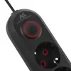 Regleta de enchufes MACLEAN MCE395 B — 5 enchufes, 3×USB, 110–240V AC, 2,1A USB, 2500W, cable de 1,5 m, negra