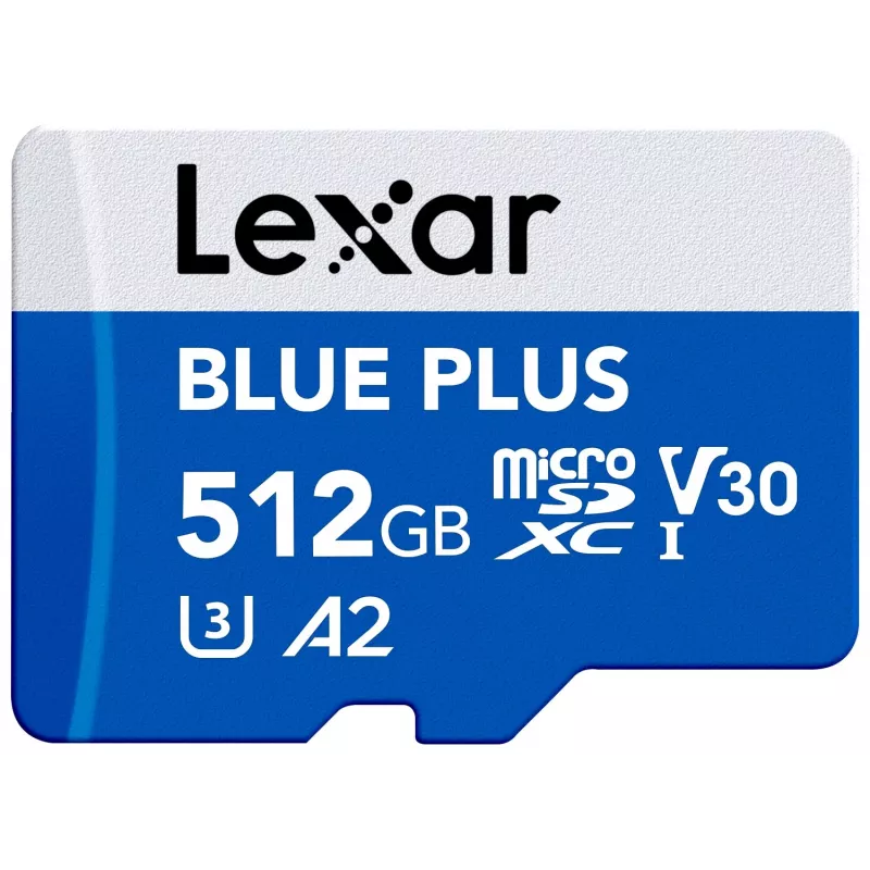 Tarjeta de memoria MicroSDXC Lexar BLUE PLUS 512 GB, UHS‑I, lectura 170 MB/s, U3/V30