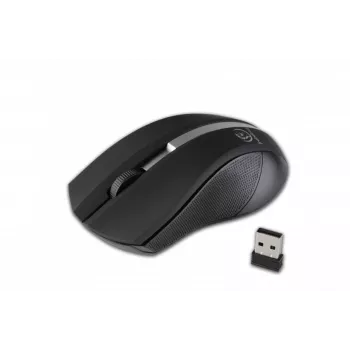 Ratón óptico inalámbrico Rebeltec GALAXY negro/plateado, superficie de goma